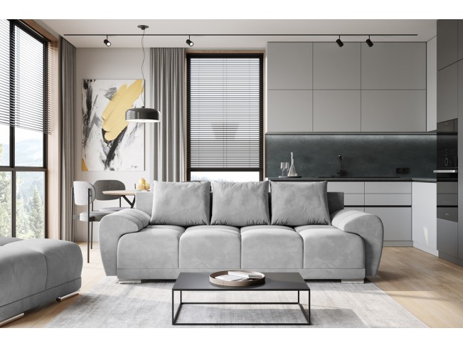 Sofa Bego 3 z funkcją spania welur Monolith 84 jasny szary