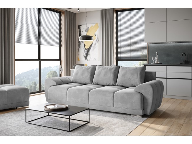 Sofa Bego 3 z funkcją spania welur Monolith 84 jasny szary