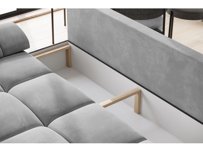 Sofa Bego 3 z funkcją spania welur Monolith 84 jasny szary