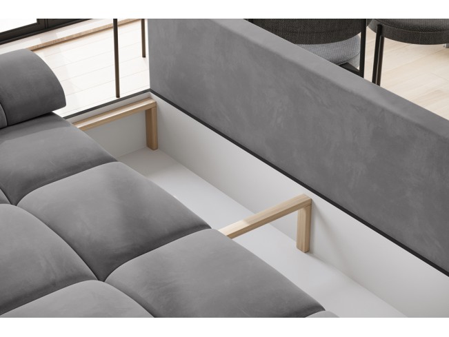 Sofa Bego 3 z funkcją spania welur Monolith 85 szary