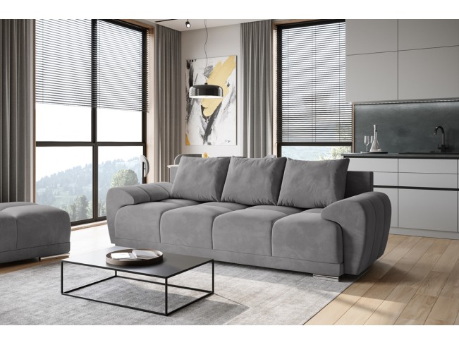 Sofa Bego 3 z funkcją spania welur Monolith 85 szary