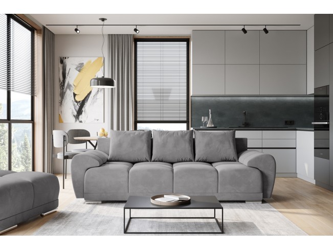 Sofa Bego 3 z funkcją spania welur Monolith 85 szary