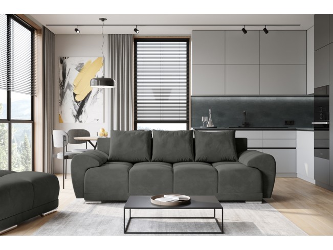 Sofa Bego 3 z funkcją spania welur Monolith 92 popielaty