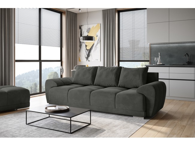 Sofa Bego 3 z funkcją spania welur Monolith 92 popielaty