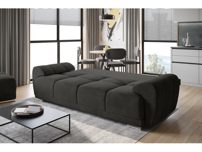 Sofa Bego 3 z funkcją spania welur Monolith 95 ciemny szary
