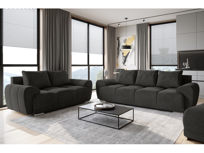 Sofa Bego 3 z funkcją spania welur Monolith 95 ciemny szary