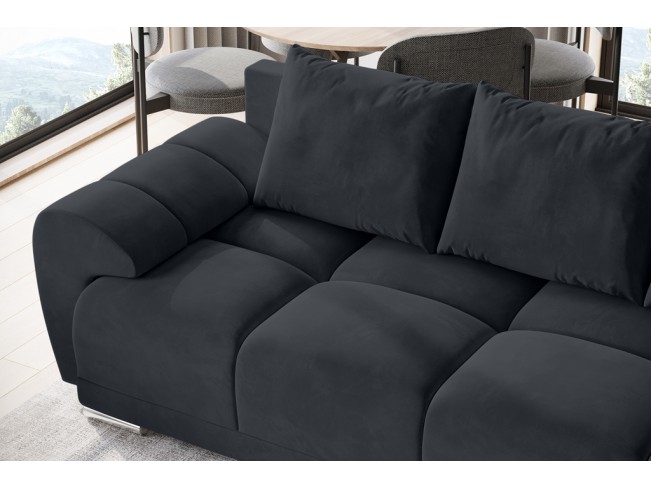 Sofa Bego 3 z funkcją spania welur Monolith 97 ciemny grafit