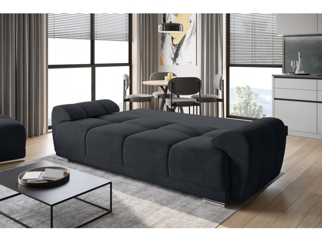 Sofa Bego 3 z funkcją spania welur Monolith 97 ciemny grafit