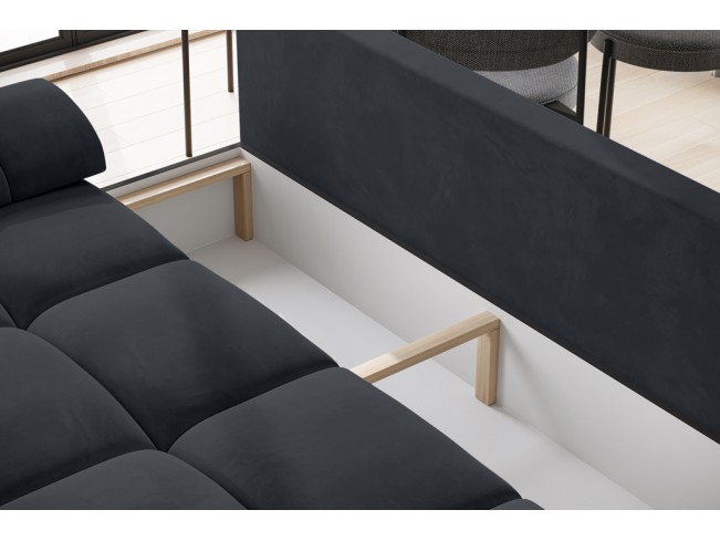 Sofa Bego 3 z funkcją spania welur Monolith 97 ciemny grafit