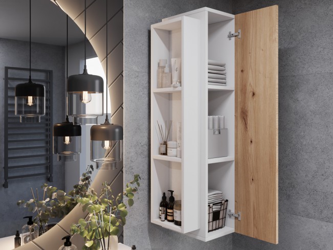 Słupek wiszący Seli biały mat/dąb lefkas 100 cm