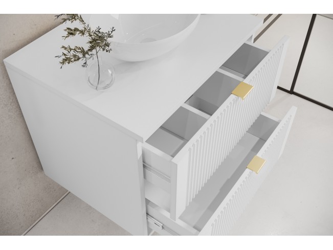 Szafka łazienkowa Daki biała perła/złoty wisząca 60 cm