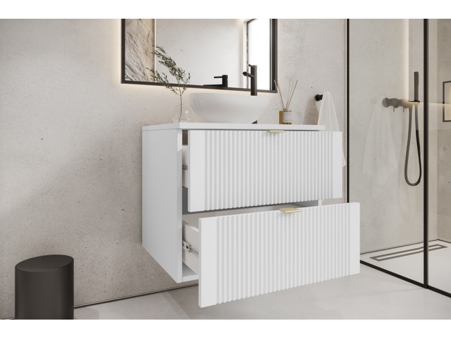 Szafka łazienkowa Daki biała perła/złoty wisząca 60 cm