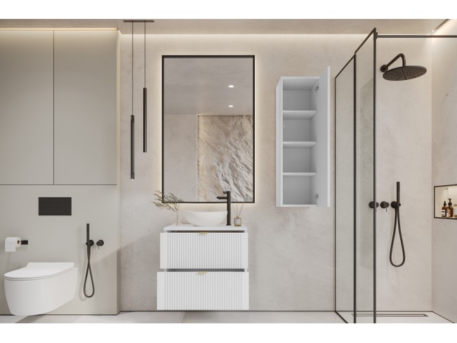 Łazienka Daki 60 1 biała perła/złoty zestaw mebli wiszących