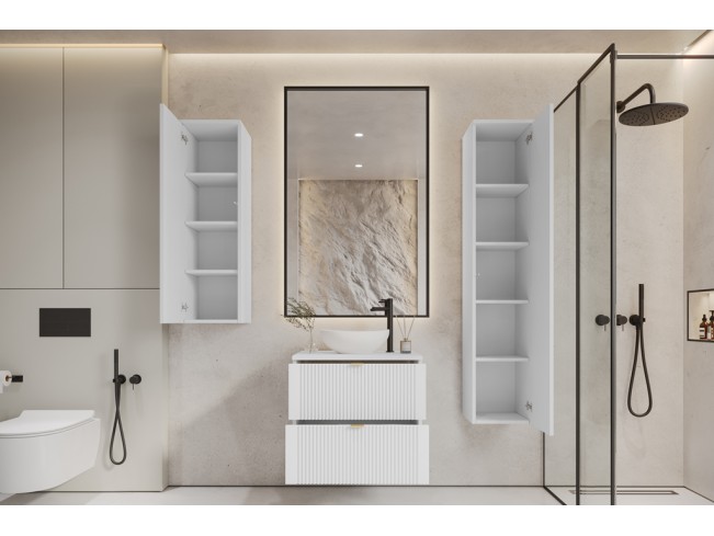 Łazienka Daki 60 3 biała perła/złoty zestaw mebli wiszących