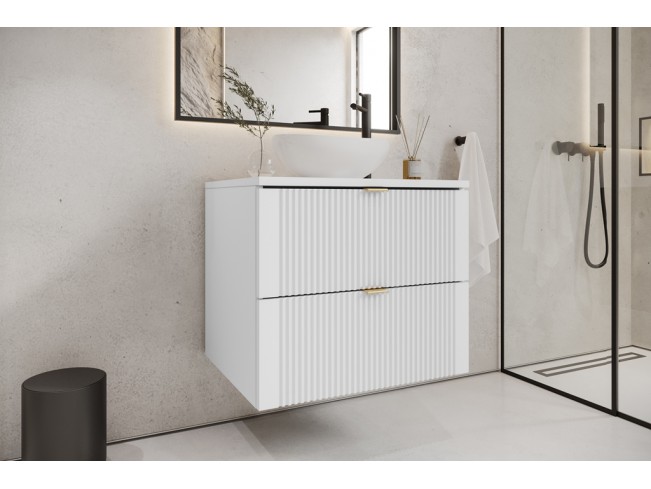 Łazienka Daki 60 4 biała perła/złoty zestaw mebli wiszących