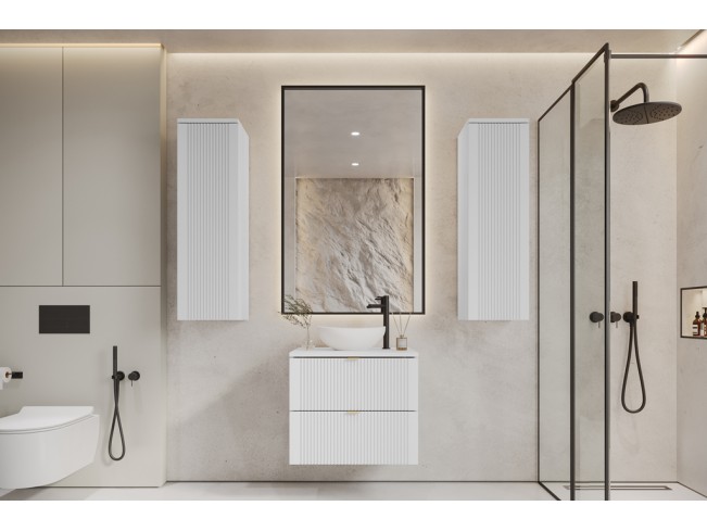 Łazienka Daki 60 4 biała perła/złoty zestaw mebli wiszących