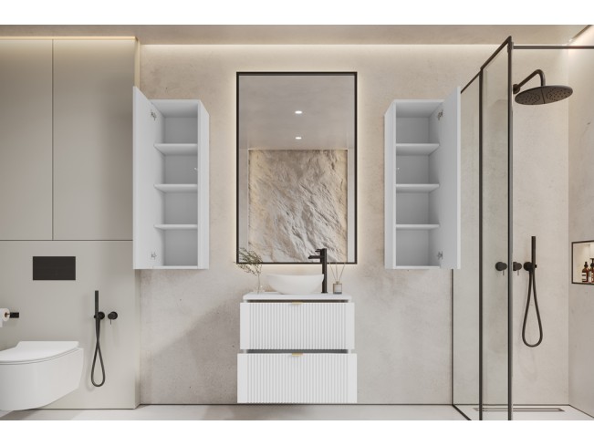 Łazienka Daki 60 4 biała perła/złoty zestaw mebli wiszących