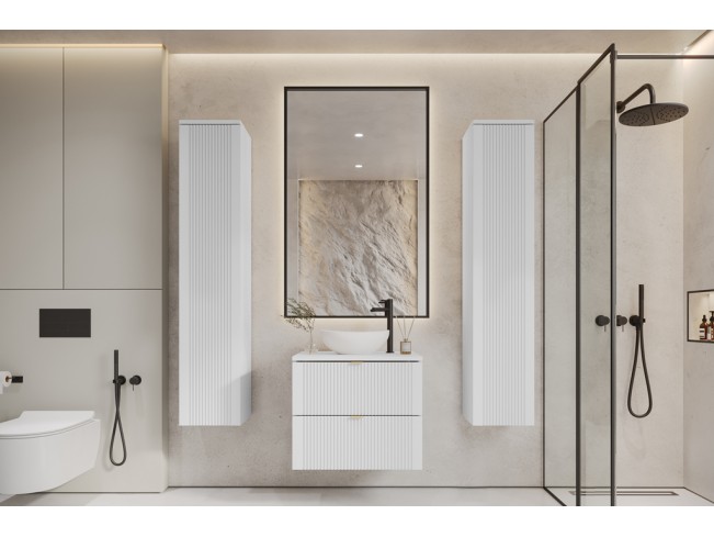 Łazienka Daki 60 5 biała perła/złoty zestaw mebli wiszących