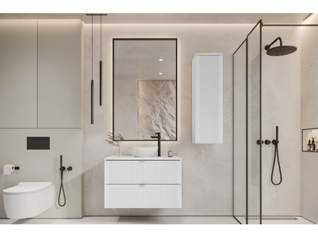 Łazienka Daki 80 1 biała perła/złoty zestaw mebli wiszących