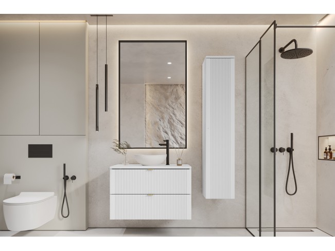 Łazienka Daki 80 2 biała perła/złoty zestaw mebli wiszących