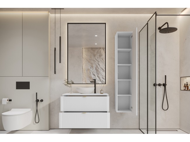 Łazienka Daki 80 2 biała perła/złoty zestaw mebli wiszących