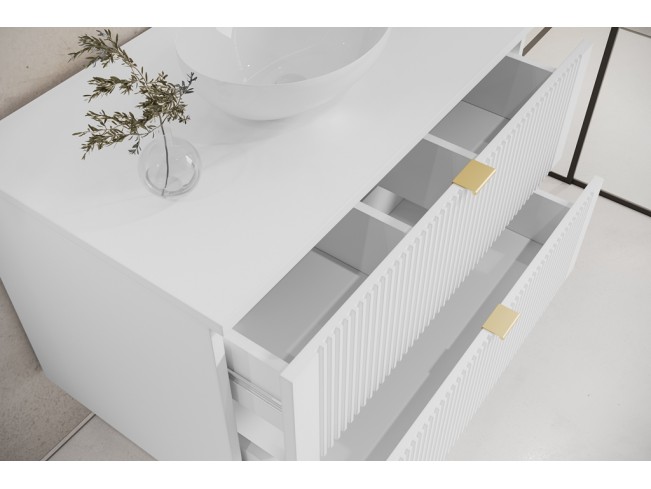 Łazienka Daki 80 3 biała perła/złoty zestaw mebli wiszących