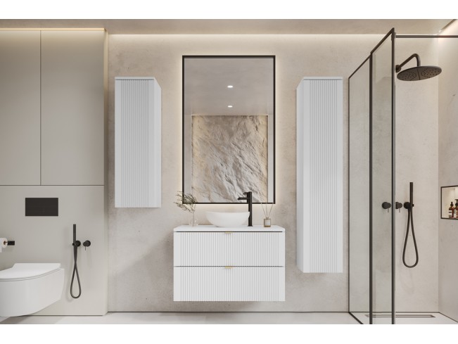 Łazienka Daki 80 3 biała perła/złoty zestaw mebli wiszących