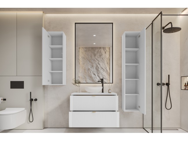 Łazienka Daki 80 3 biała perła/złoty zestaw mebli wiszących