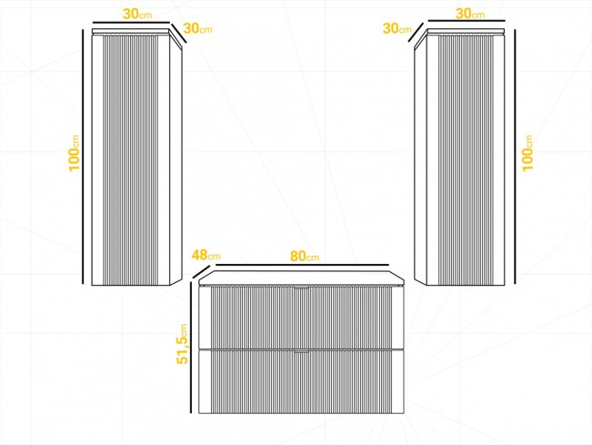 Łazienka Daki 80 4 biała perła/złoty zestaw mebli wiszących