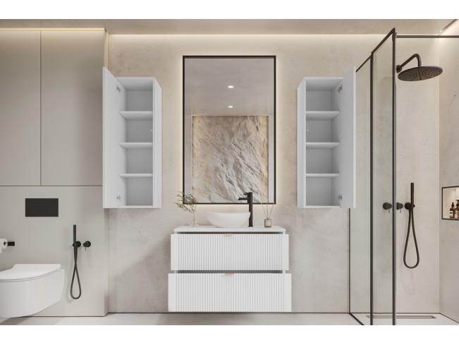 Łazienka Daki 80 4 biała perła/złoty zestaw mebli wiszących