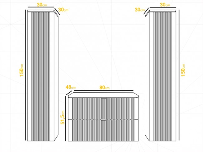 Łazienka Daki 80 5 biała perła/złoty zestaw mebli wiszących