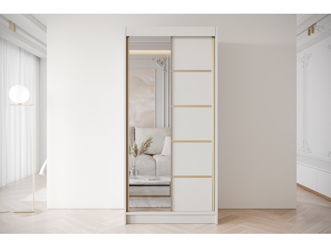 Szafa przesuwna Gold 3 kaszmir z lustrem 100 cm