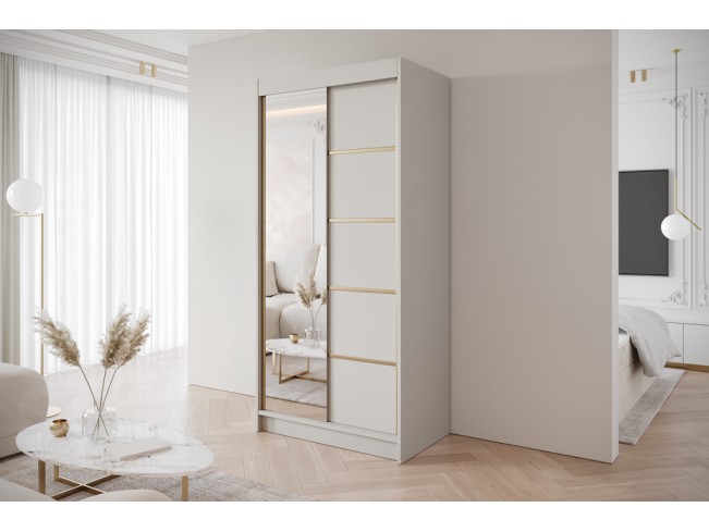 Szafa przesuwna Gold 3 kaszmir z lustrem 100 cm