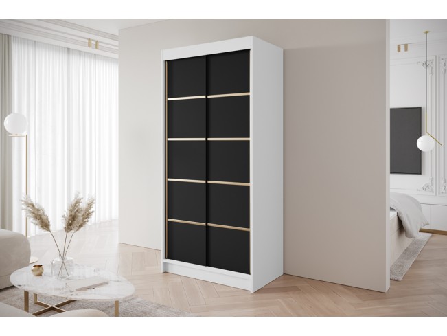 Szafa przesuwna Gold 4 biały/czarny 100 cm