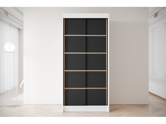 Szafa przesuwna Gold 4 biały/czarny 100 cm