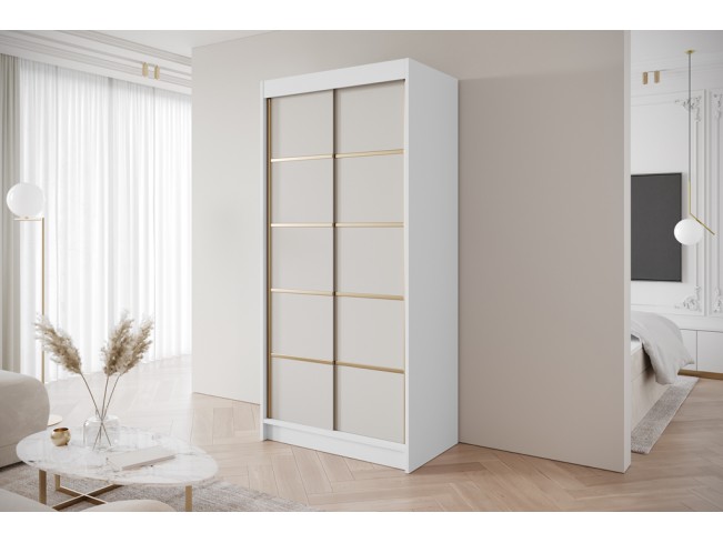 Szafa przesuwna Gold 4 biały/kaszmir 100 cm