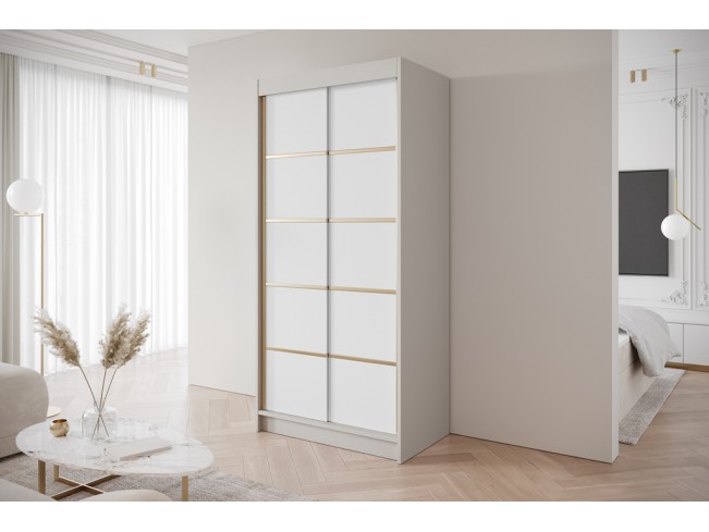Szafa przesuwna Gold 4 kaszmir/biały 100 cm