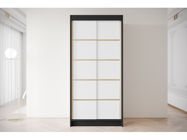 Szafa przesuwna Gold 4 czarny/biały 100 cm