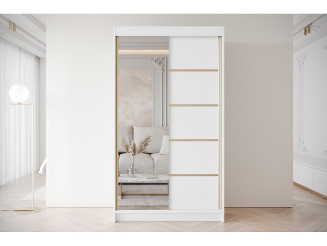 Szafa przesuwna Gold 3 biała z lustrem 120 cm