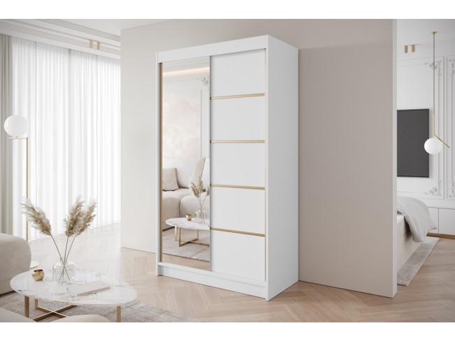Szafa przesuwna Gold 3 biała z lustrem 120 cm