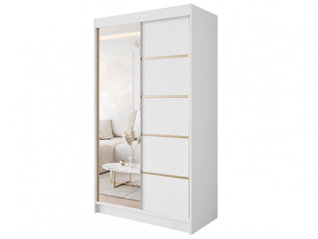 Szafa przesuwna Gold 3 120 biała z lustrem - widok ogólny