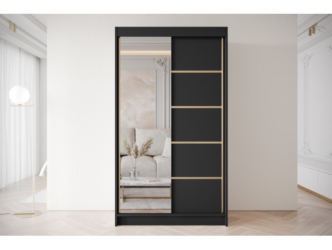 Szafa przesuwna Gold 3 czarna z lustrem 120 cm