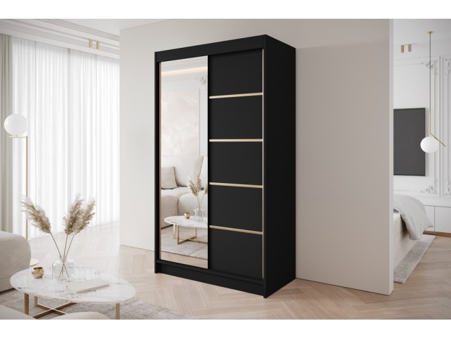 Szafa przesuwna Gold 3 czarna z lustrem 120 cm