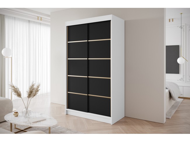 Szafa przesuwna Gold 4 biały/czarny 120 cm