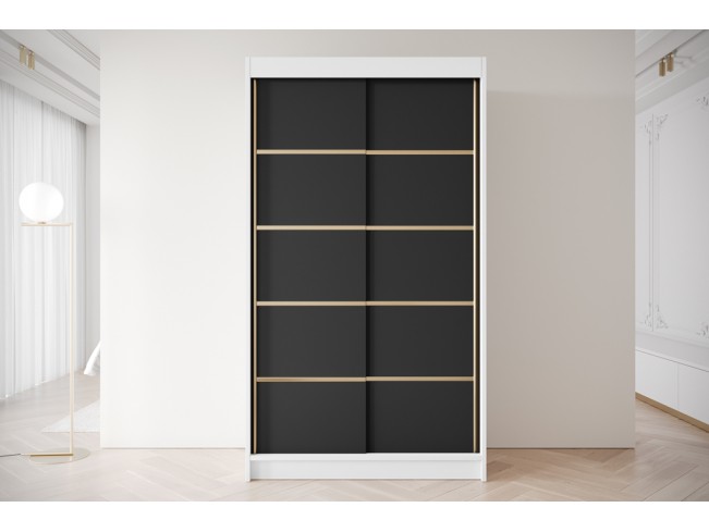 Szafa przesuwna Gold 4 biały/czarny 120 cm