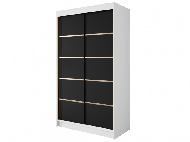 Szafa przesuwna Gold 4 biały/czarny 120 cm - widok ogólny