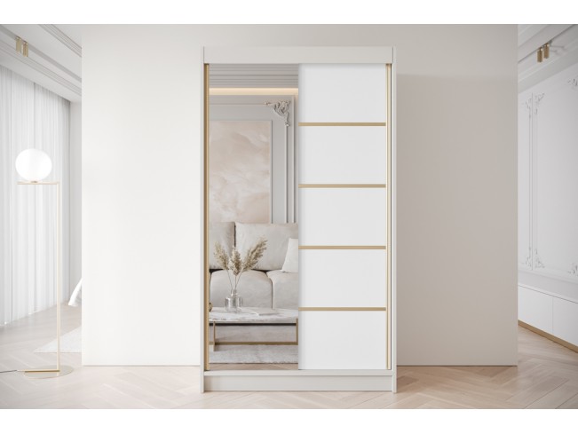 Szafa przesuwna Gold 3 kaszmir/biały z lustrem 120 cm