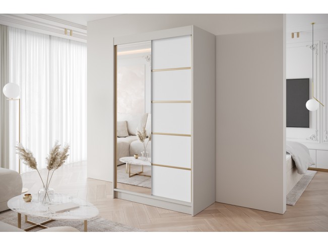 Szafa przesuwna Gold 3 kaszmir/biały z lustrem 120 cm
