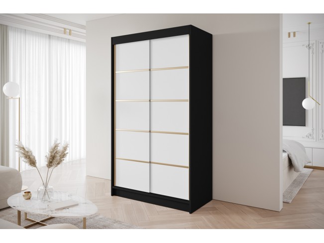 Szafa przesuwna Gold 4 czarny/biały 120 cm