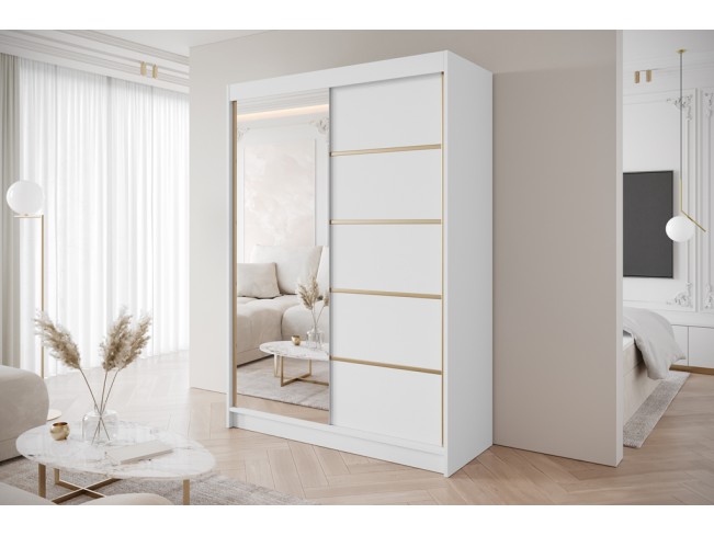 Szafa przesuwna Gold 3 biała z lustrem 150 cm
